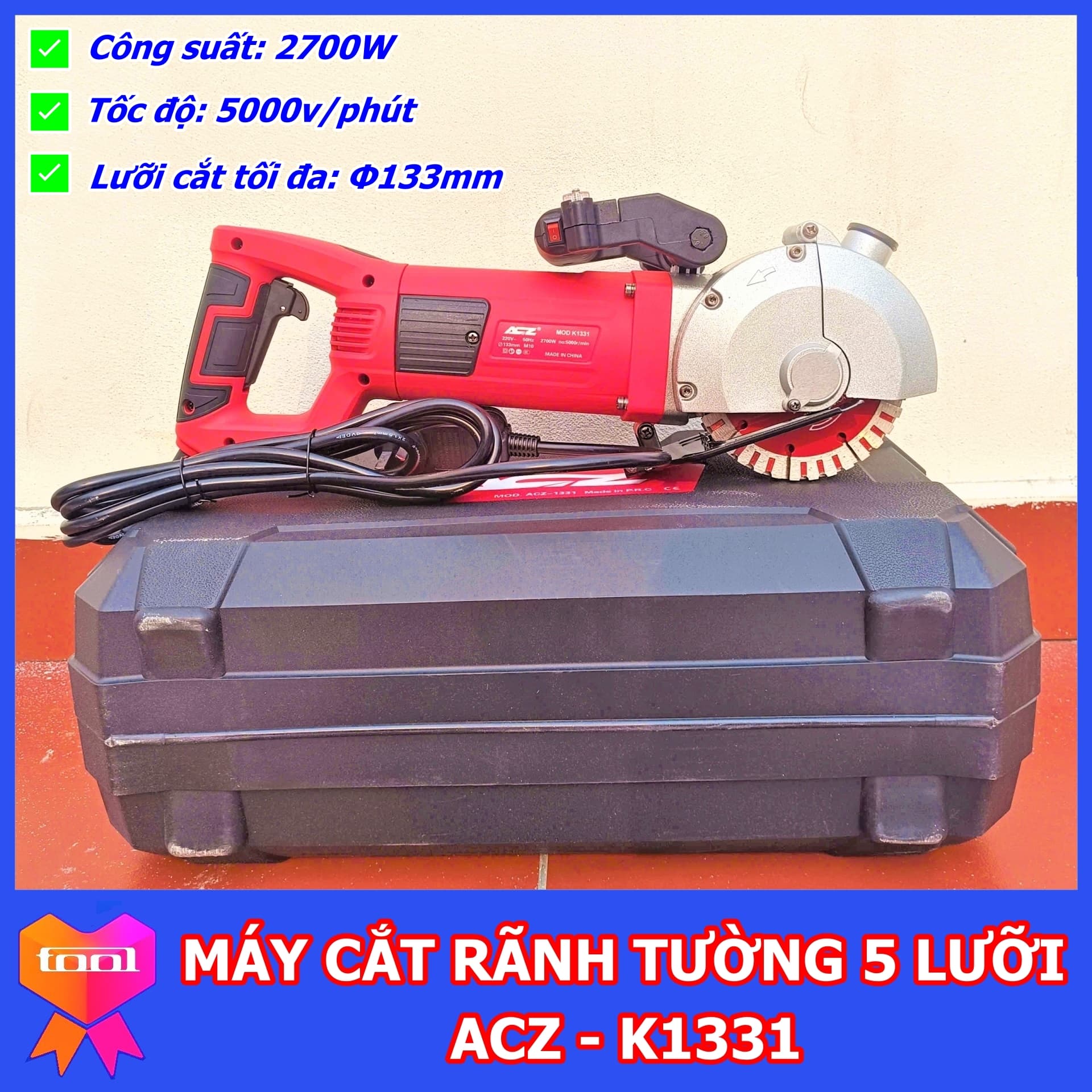 Máy cắt rãnh tường 5 lưỡi ACZ K1331 Malaysia