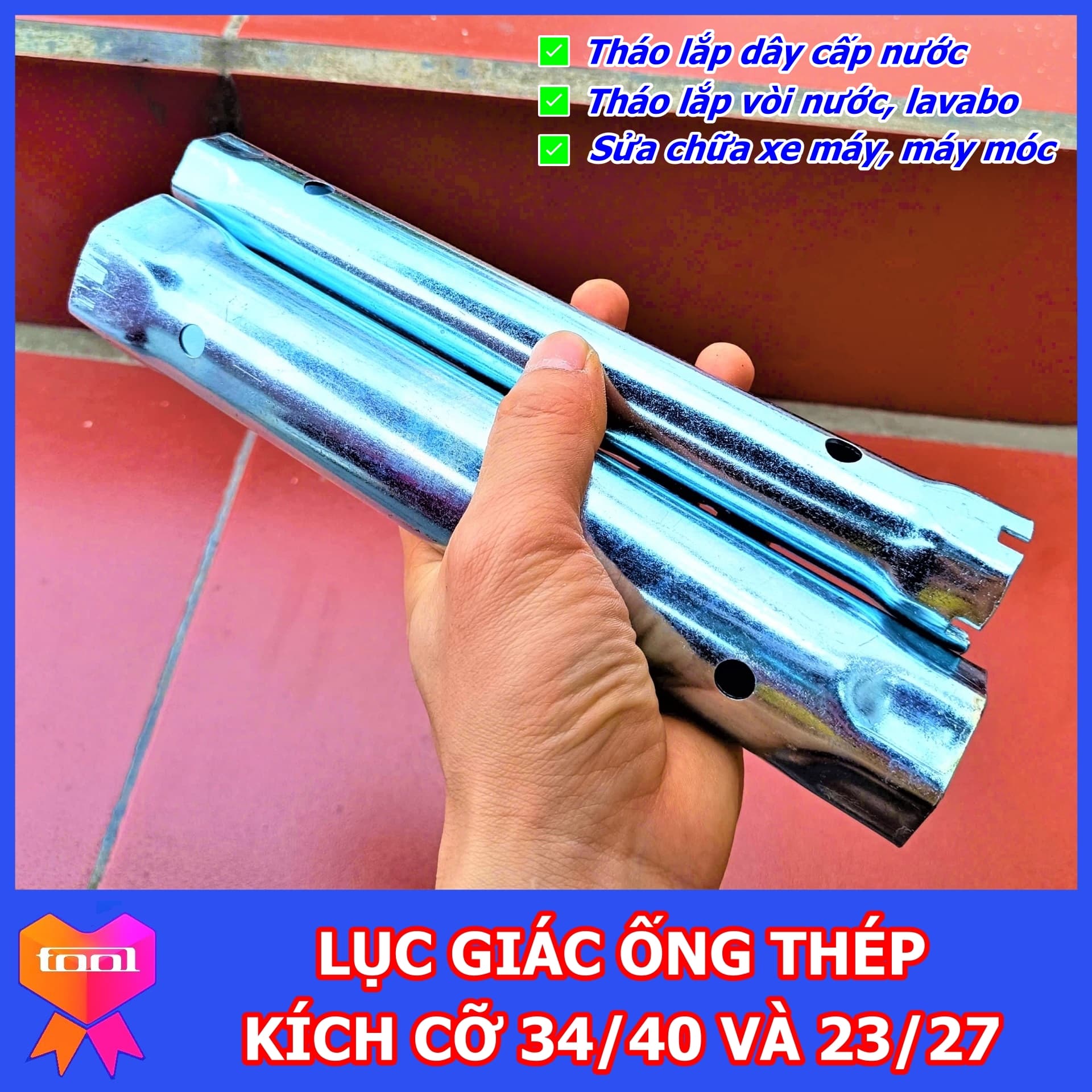 Bộ cờ lê ống lục giác thép chuyên dụng tháo lắp vòi nước lavabo và bồn rửa chén (Kích thước 23/27mm và 34/40mm)
