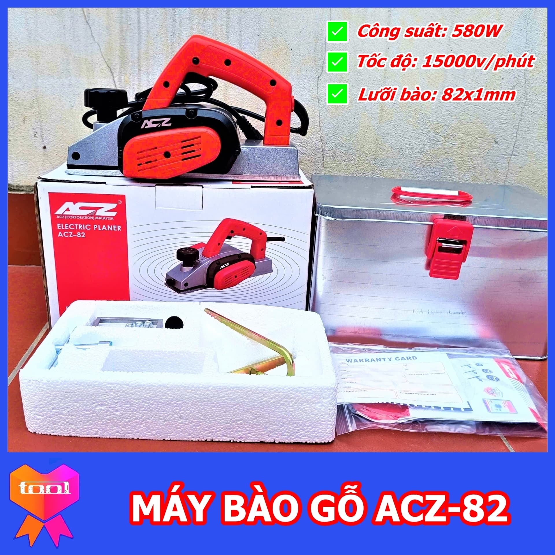 Máy bào gỗ ACZ 82 580W, máy bao khỏe, bao bền, hàng hãng chuyên dụng cho thợ