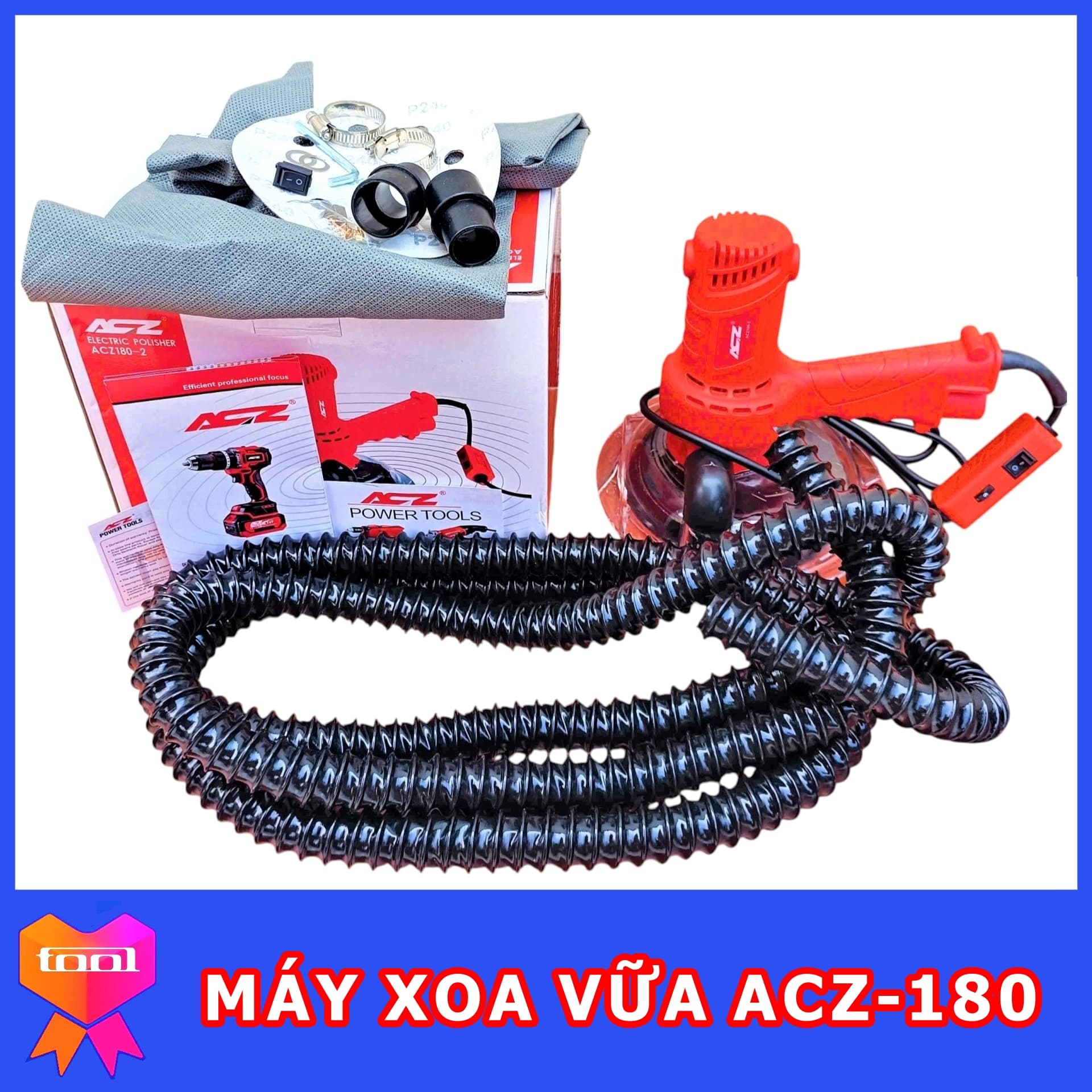 Máy chà tường làm sơn bả ACZ 180-2, công suất 650W, chuyên dụng cho thợ sơn tường