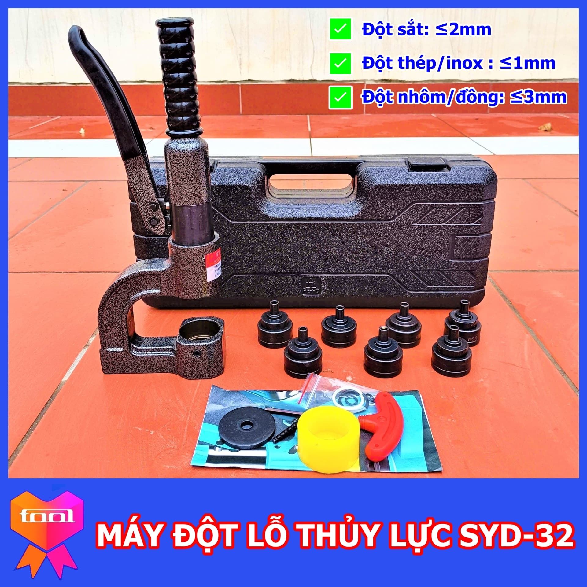 Máy đột lỗ máng tôn thủy lực SYD-32, chuyên dụng cho thợ, hàng nội địa cao cấp