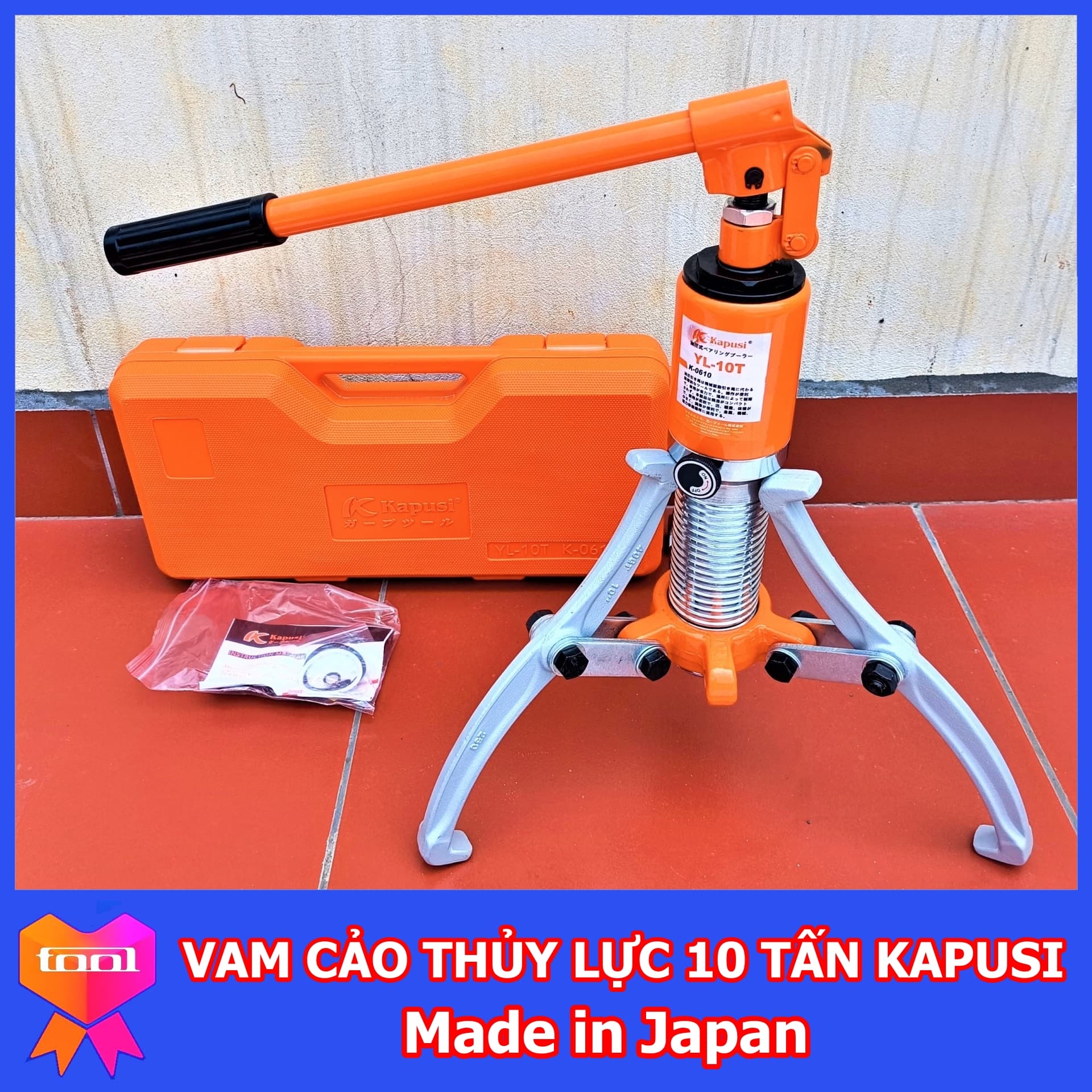 Vam cảo thủy lực Kapusi Japan 10 tấn YL-10T, chuyên dụng tháo lắp vòng bi bạc đạn, tự định tâm