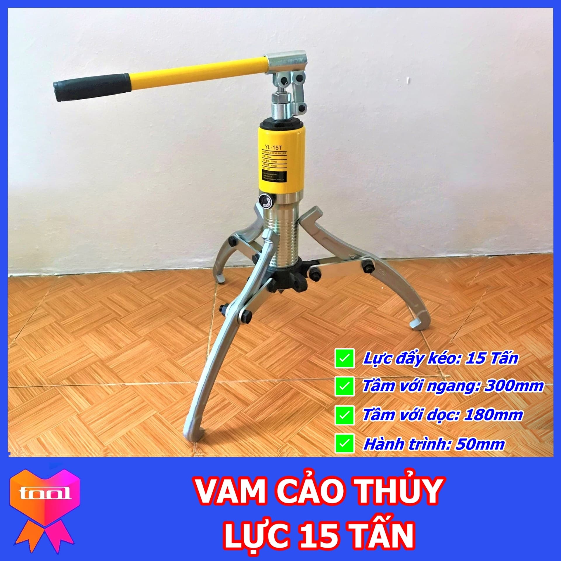 Vam cảo thủy lực 15 tấn 3 chấu, chuyên dụng tháo vòng bi bạc đạn, hàng nội địa Trung Quốc