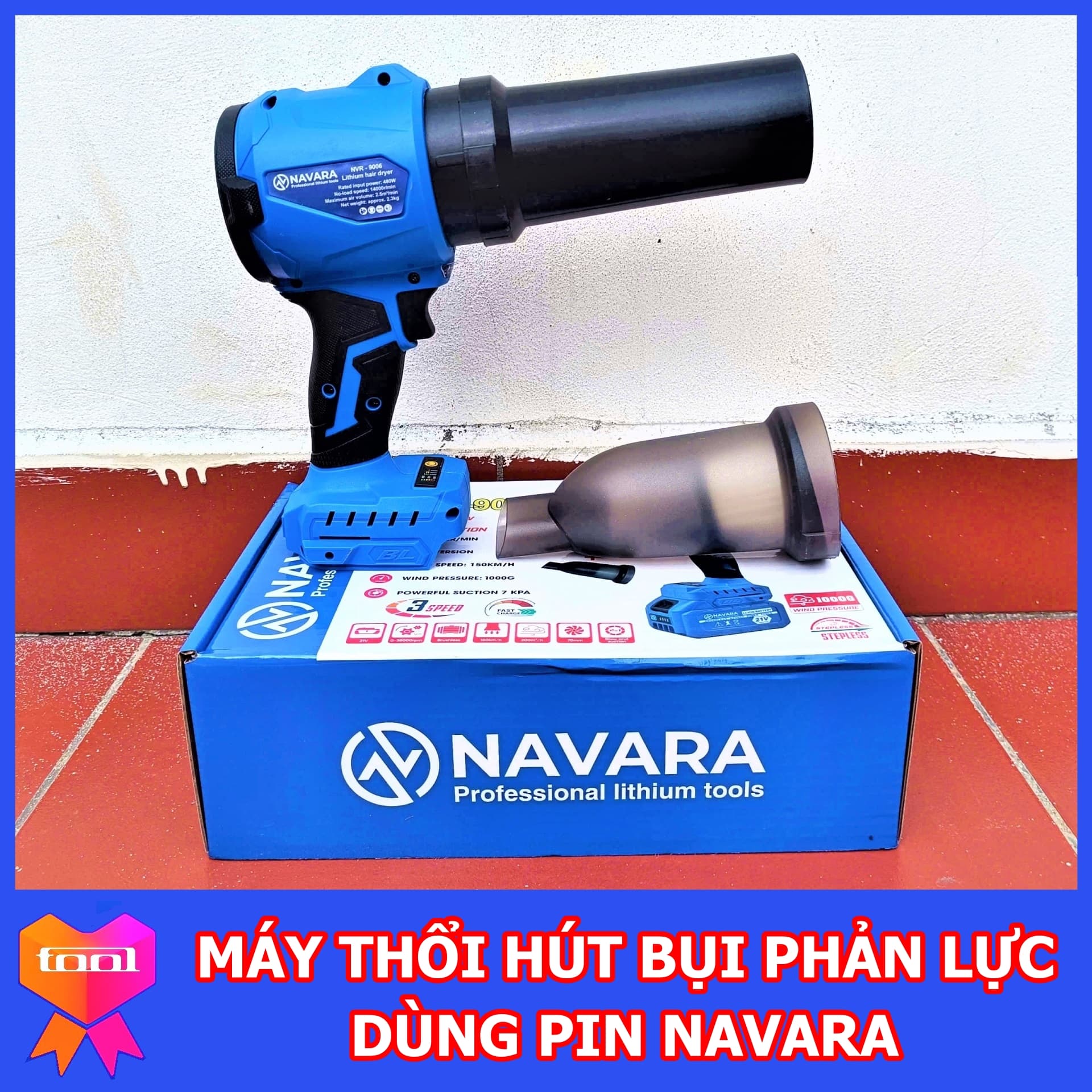 Máy thổi hút bụi phản lực dùng pin Navara, công suất lớn, chuyên dọn dẹp vệ sinh